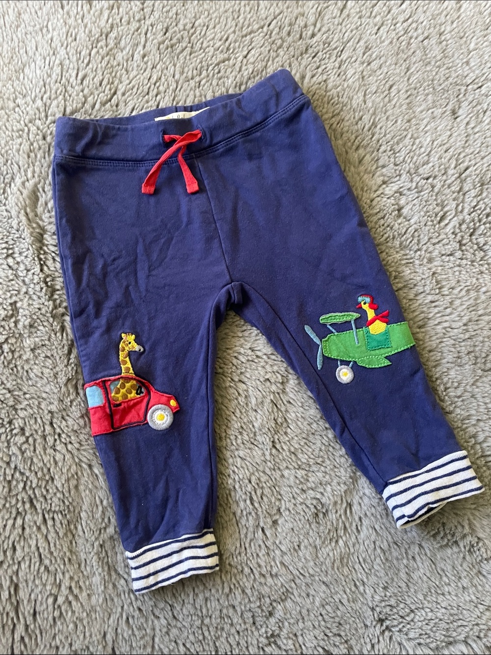 Baby Boden Navy Pants with Pink Giraffe & Duck